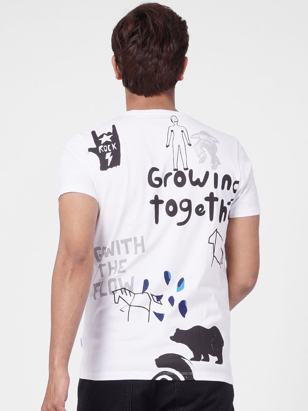 White Graphic Print Crew Neck T-shirt