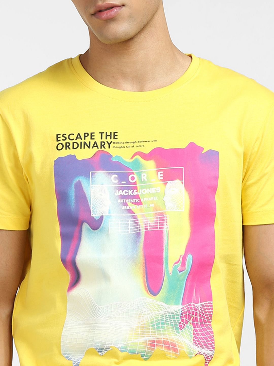 Yellow Graphic Print Crew Neck T-shirt