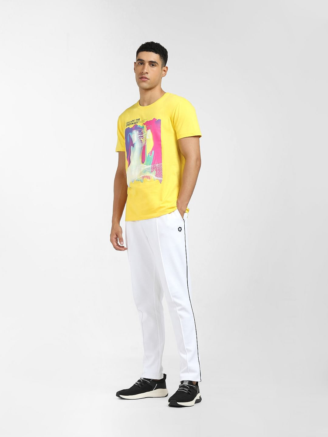 Yellow Graphic Print Crew Neck T-shirt