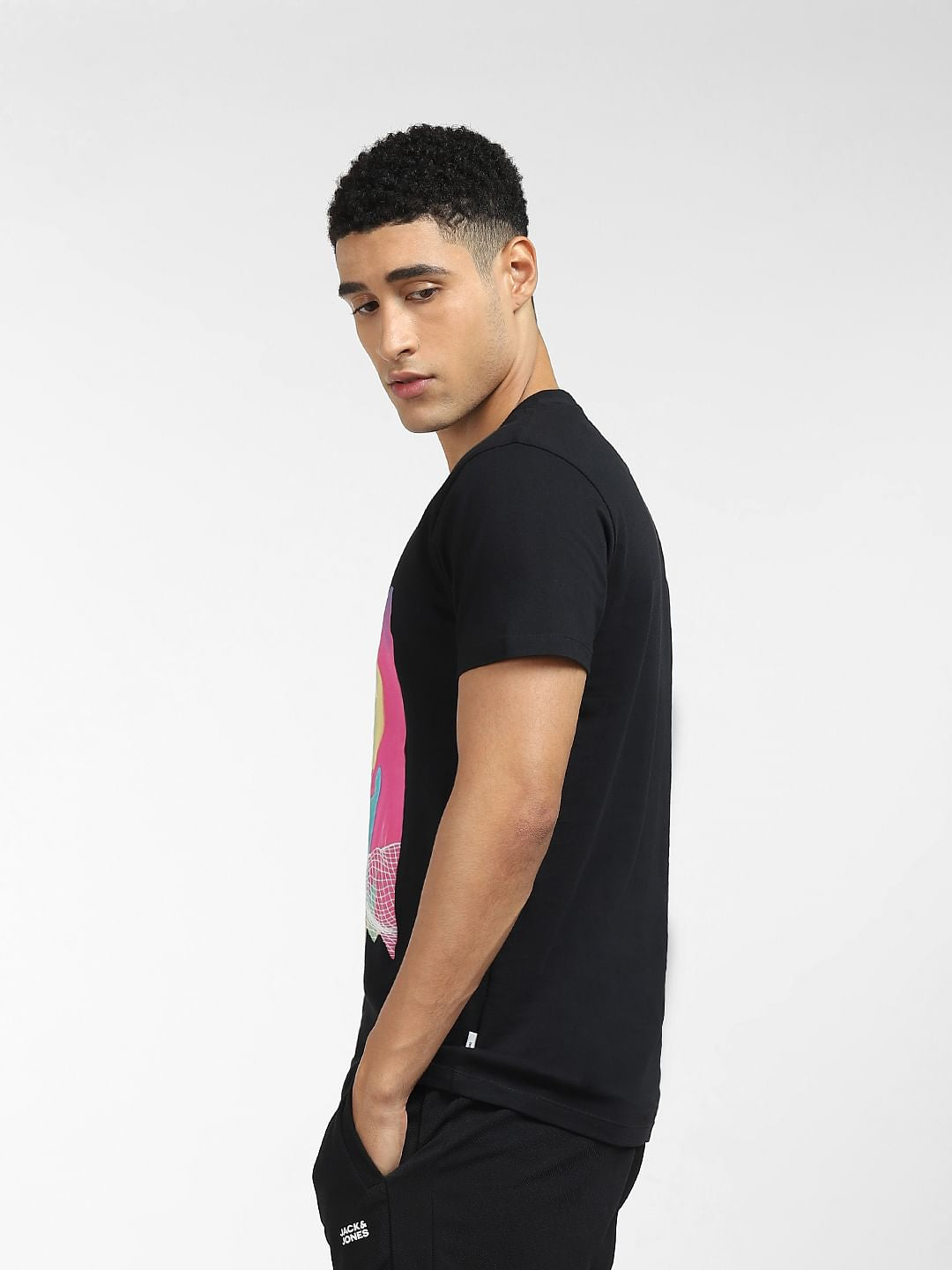 Black Graphic Print Crew Neck T-shirt