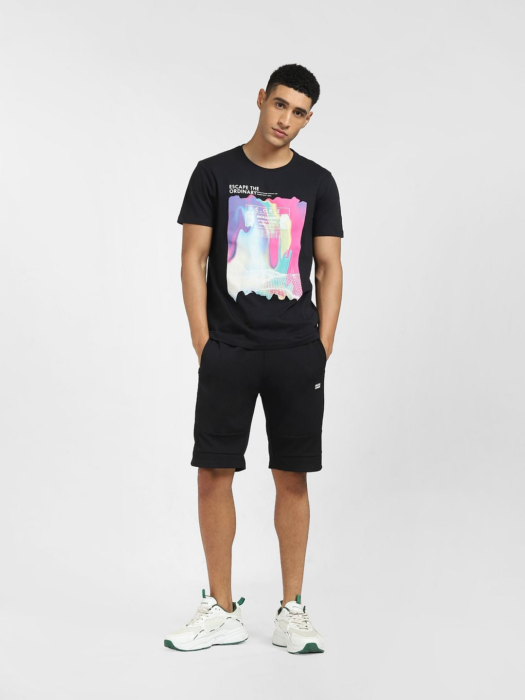 Black Graphic Print Crew Neck T-shirt