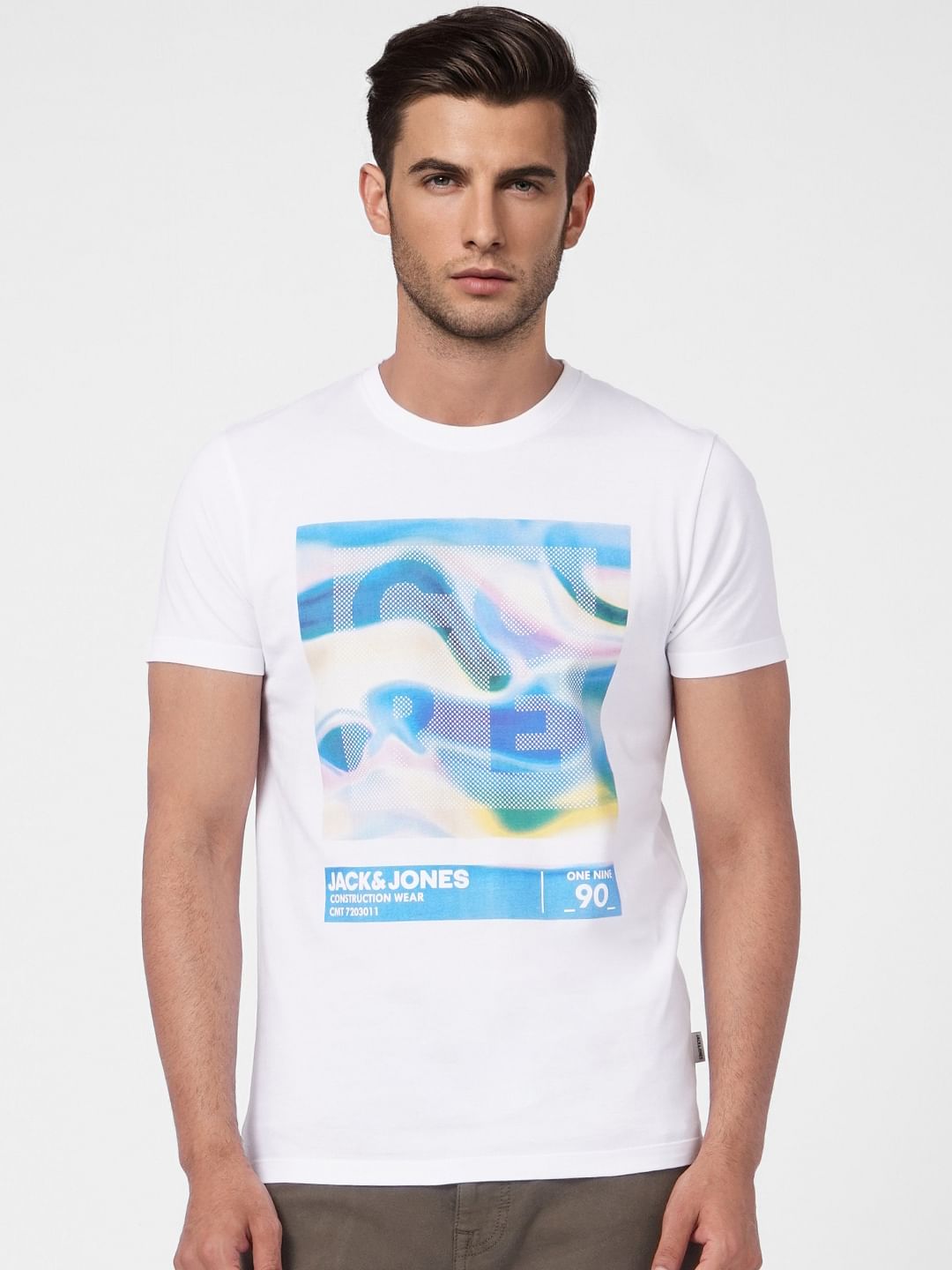 White Graphic Print Crew Neck T-shirt