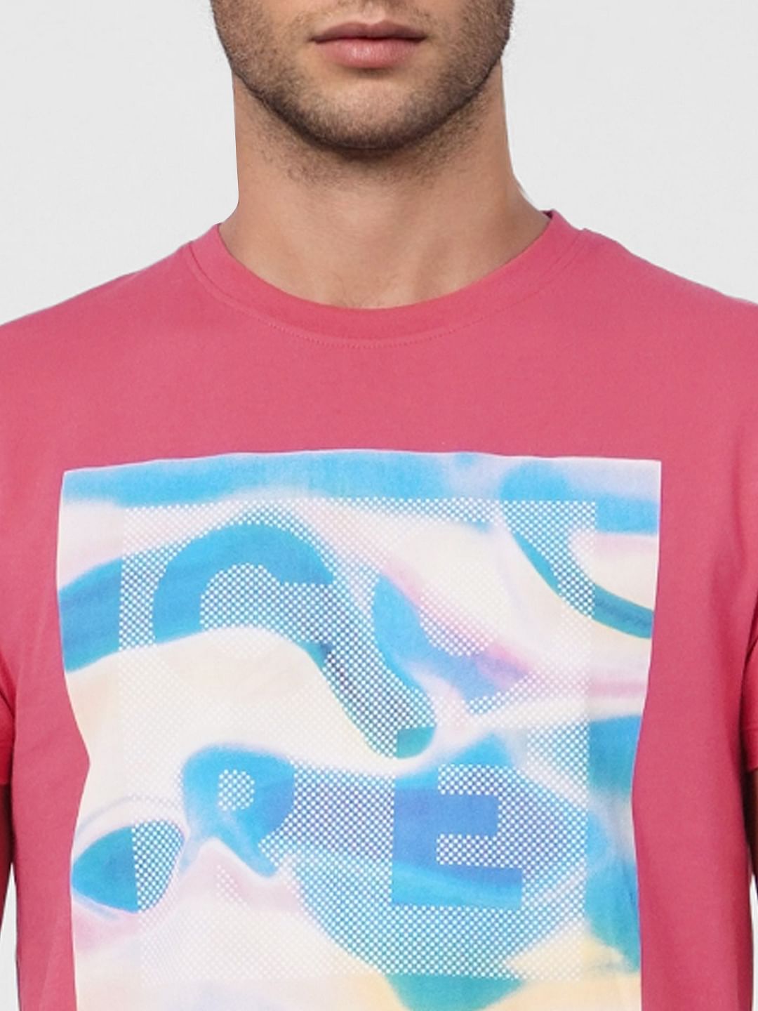 Pink Graphic Print Crew Neck T-shirt