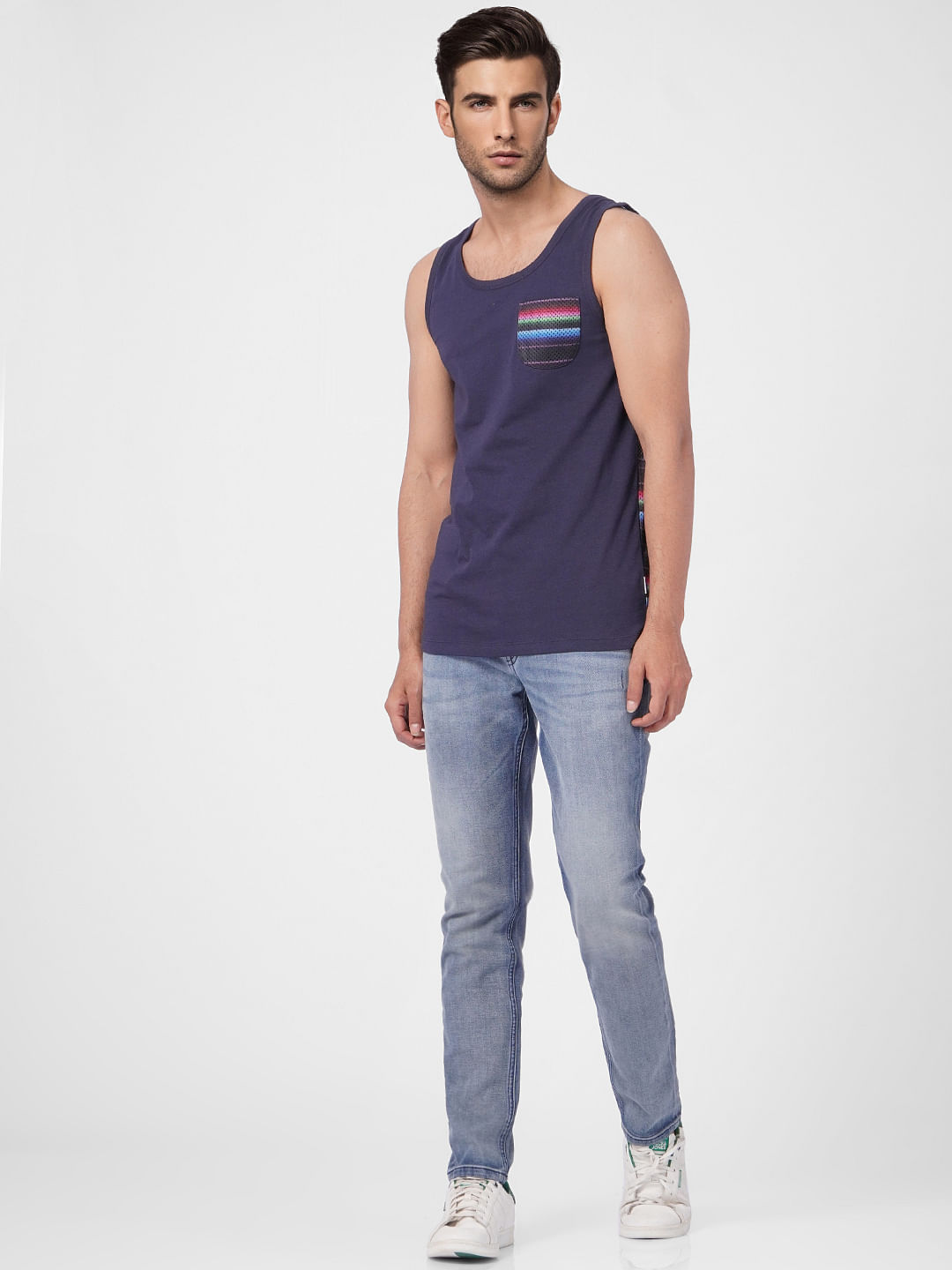 Blue Graphic Print Crew Neck T-shirt