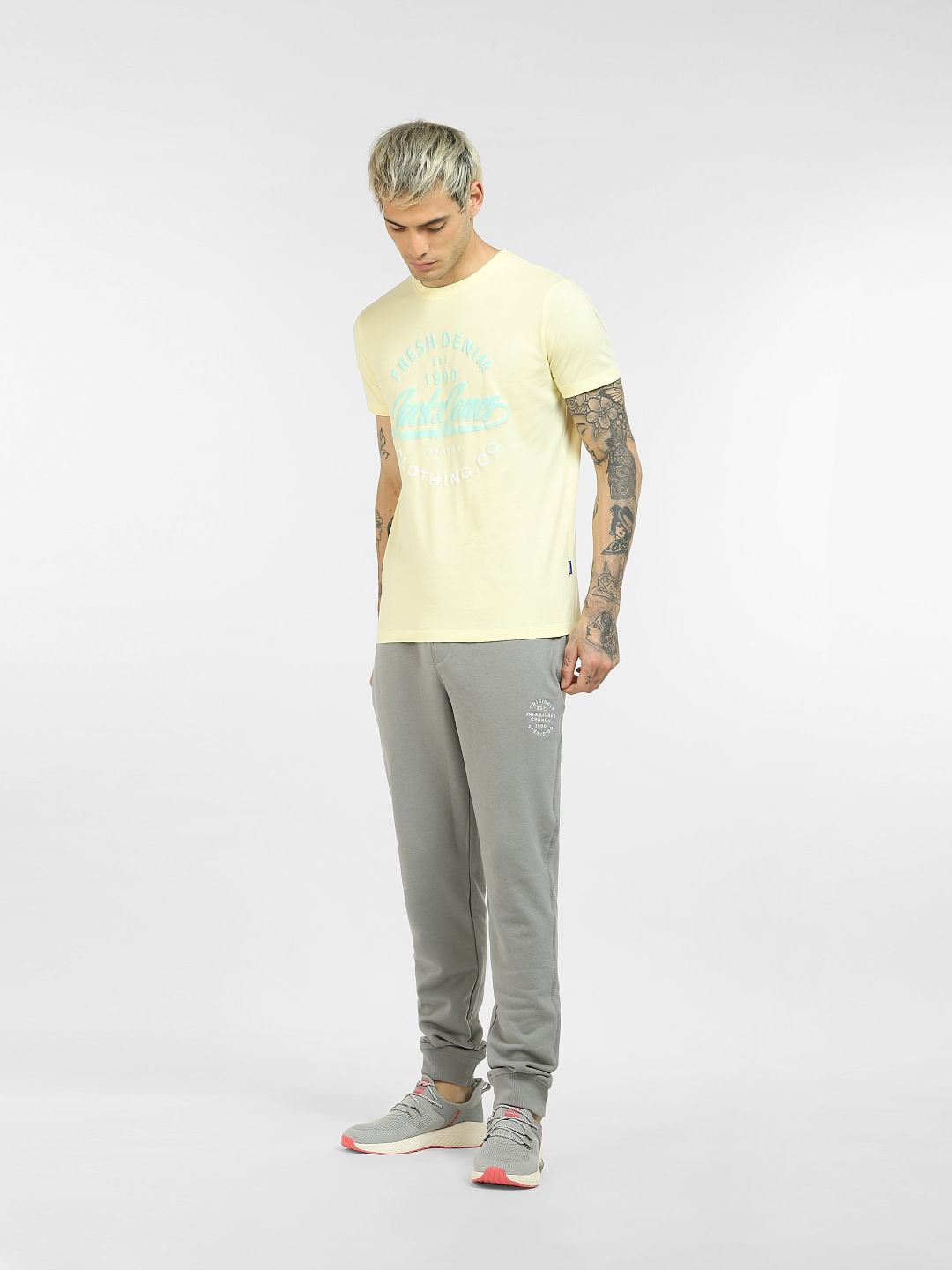 Yellow Graphic Print Crew Neck T-shirt