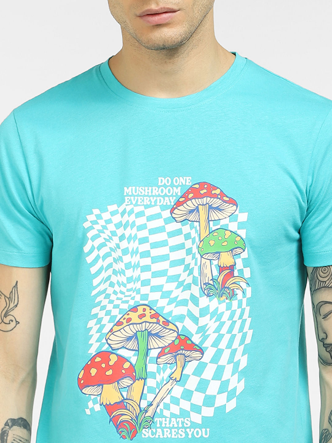 Blue Graphic Print Crew Neck T-shirt