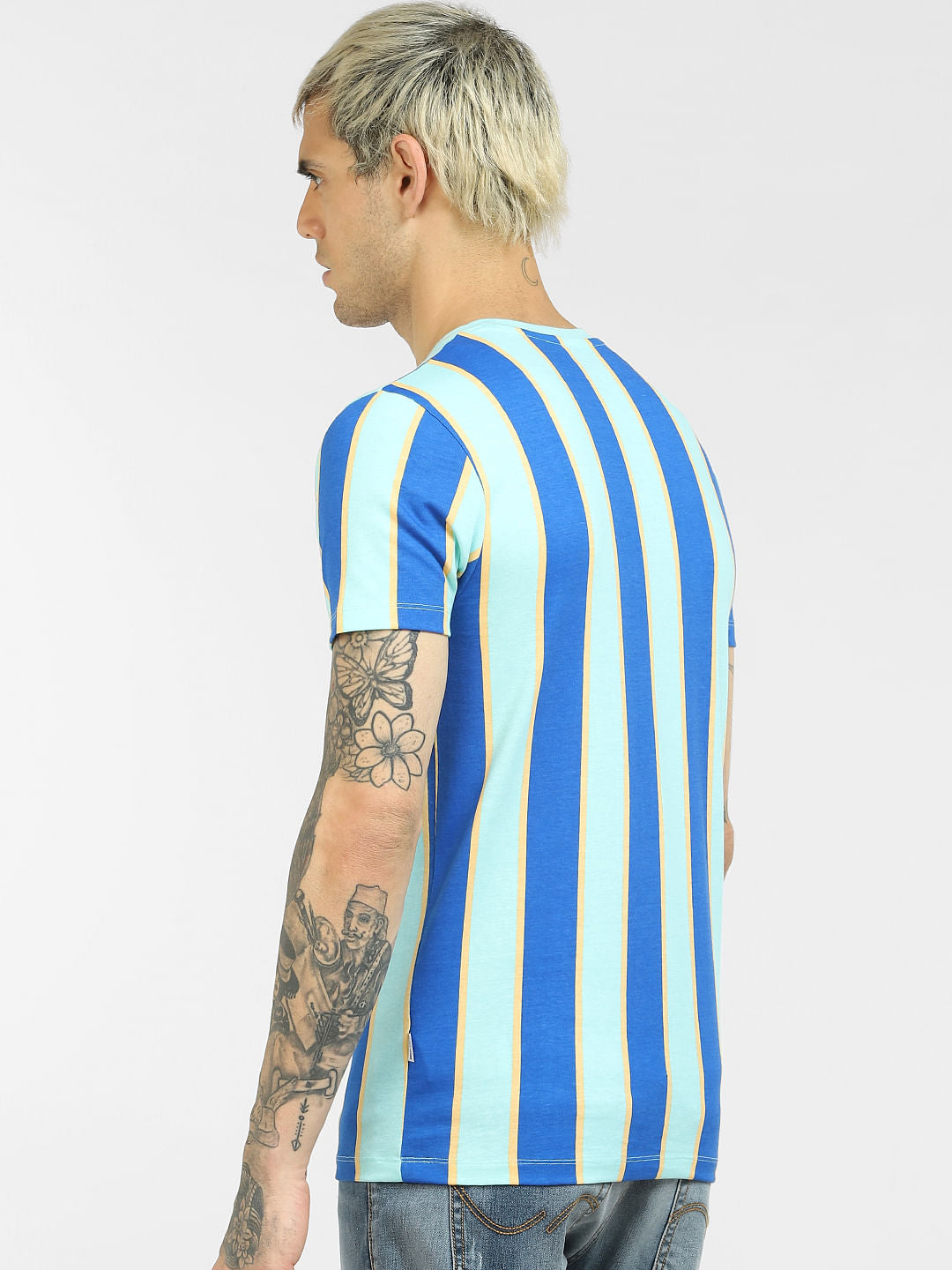 Blue Striped Crew Neck T-shirt