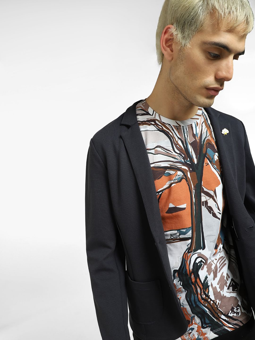 White Printed Crew Neck T-shirt - S