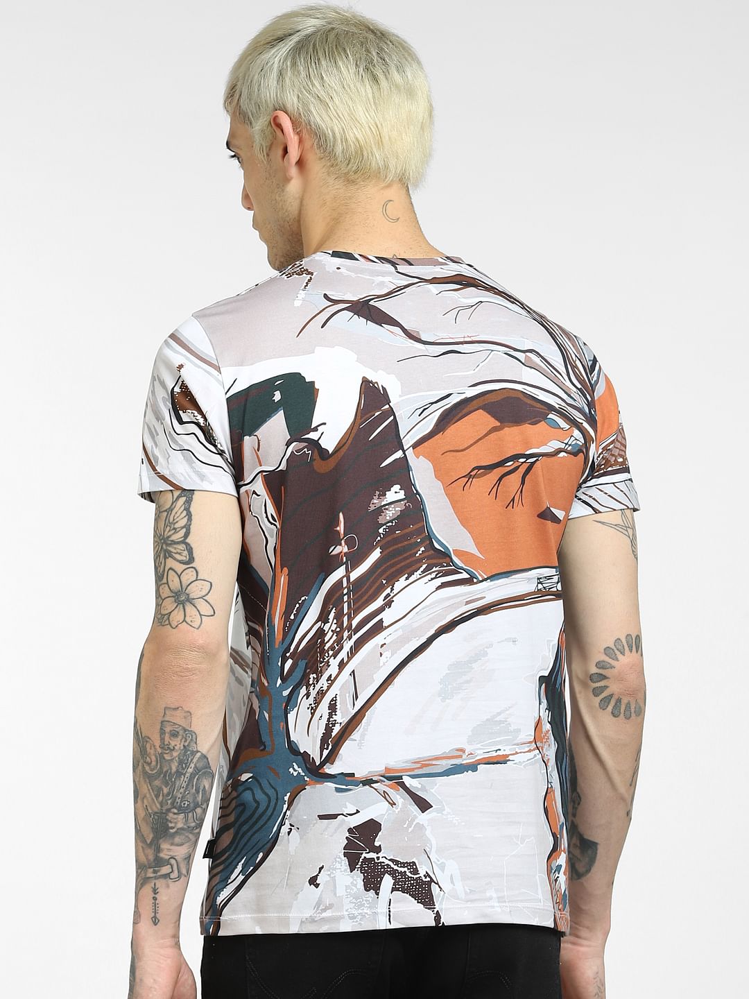 White Printed Crew Neck T-shirt