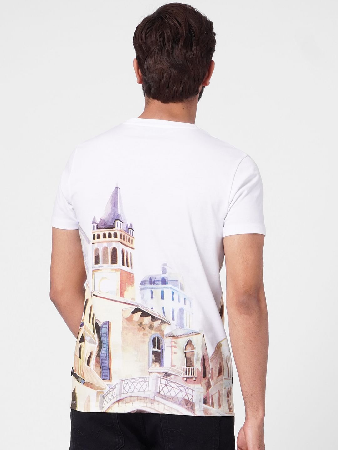 White Graphic Print Crew Neck T-shirt