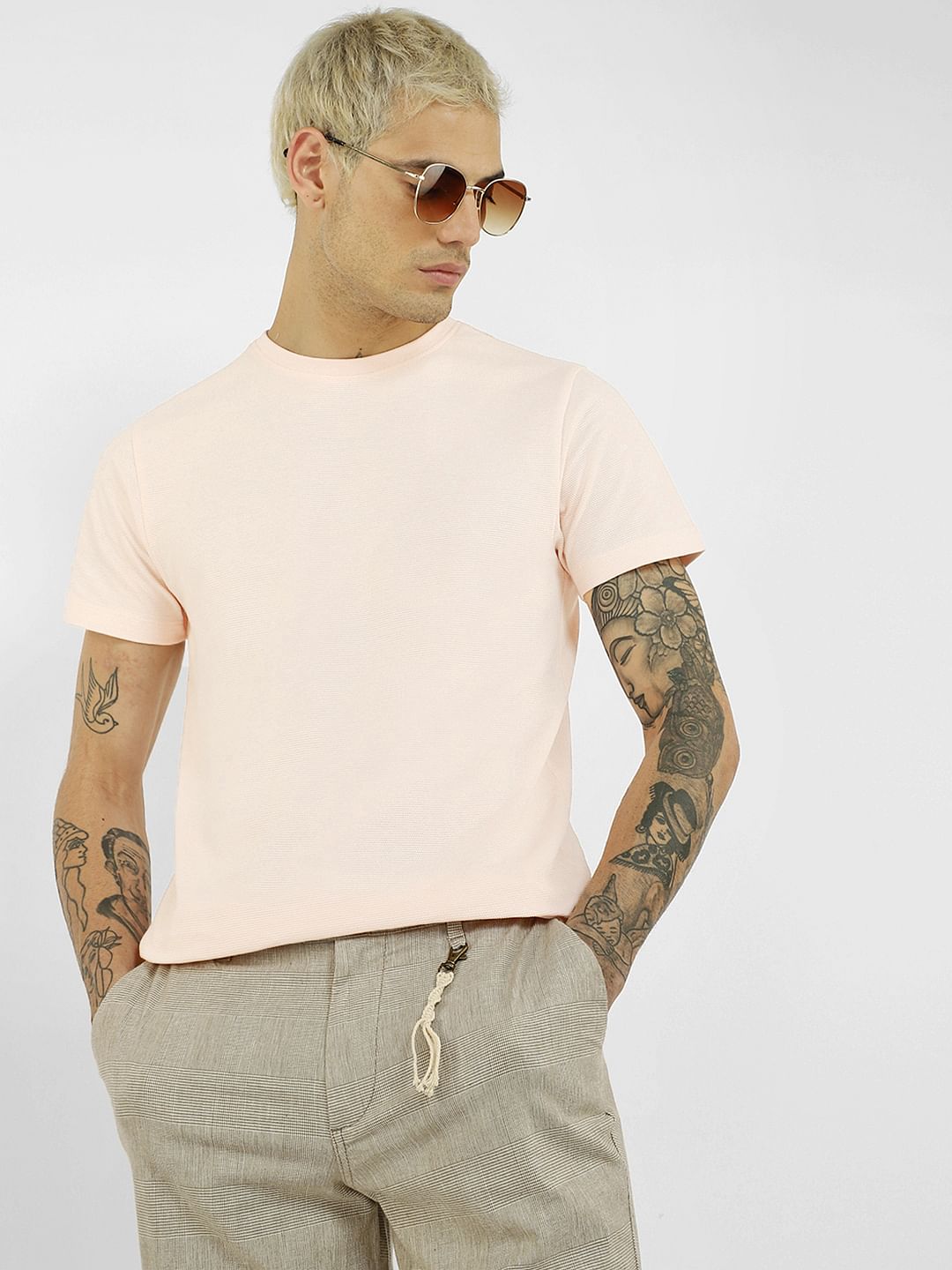 Peach Crew Neck T-shirt