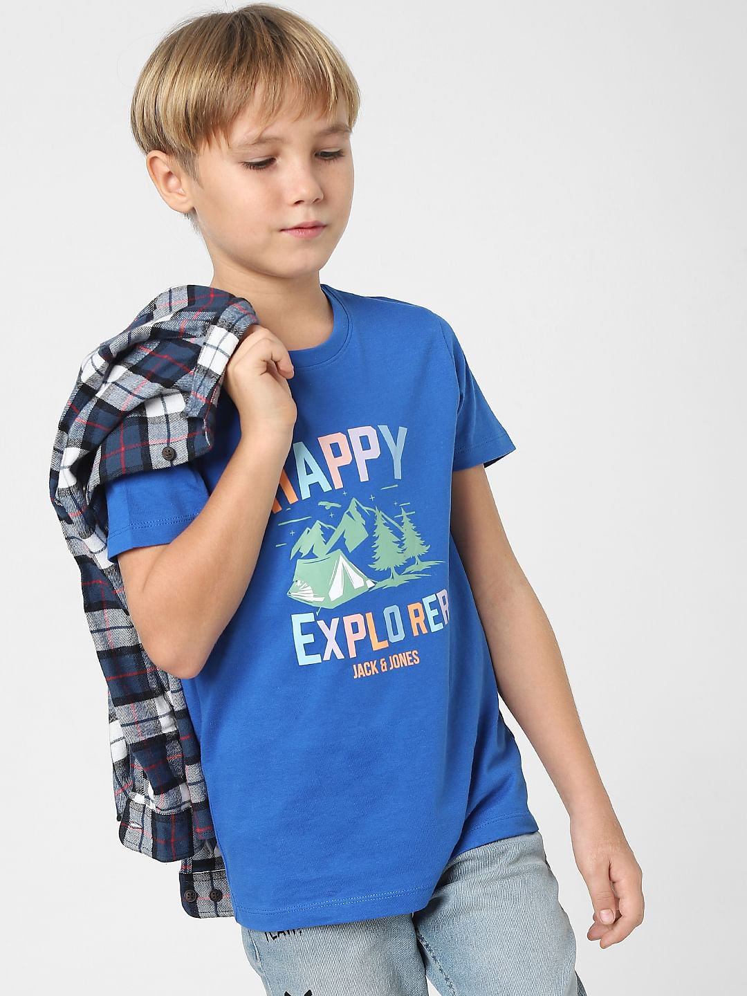 Boys Blue Graphic Print Crew Neck T-shirt - 4/5Y