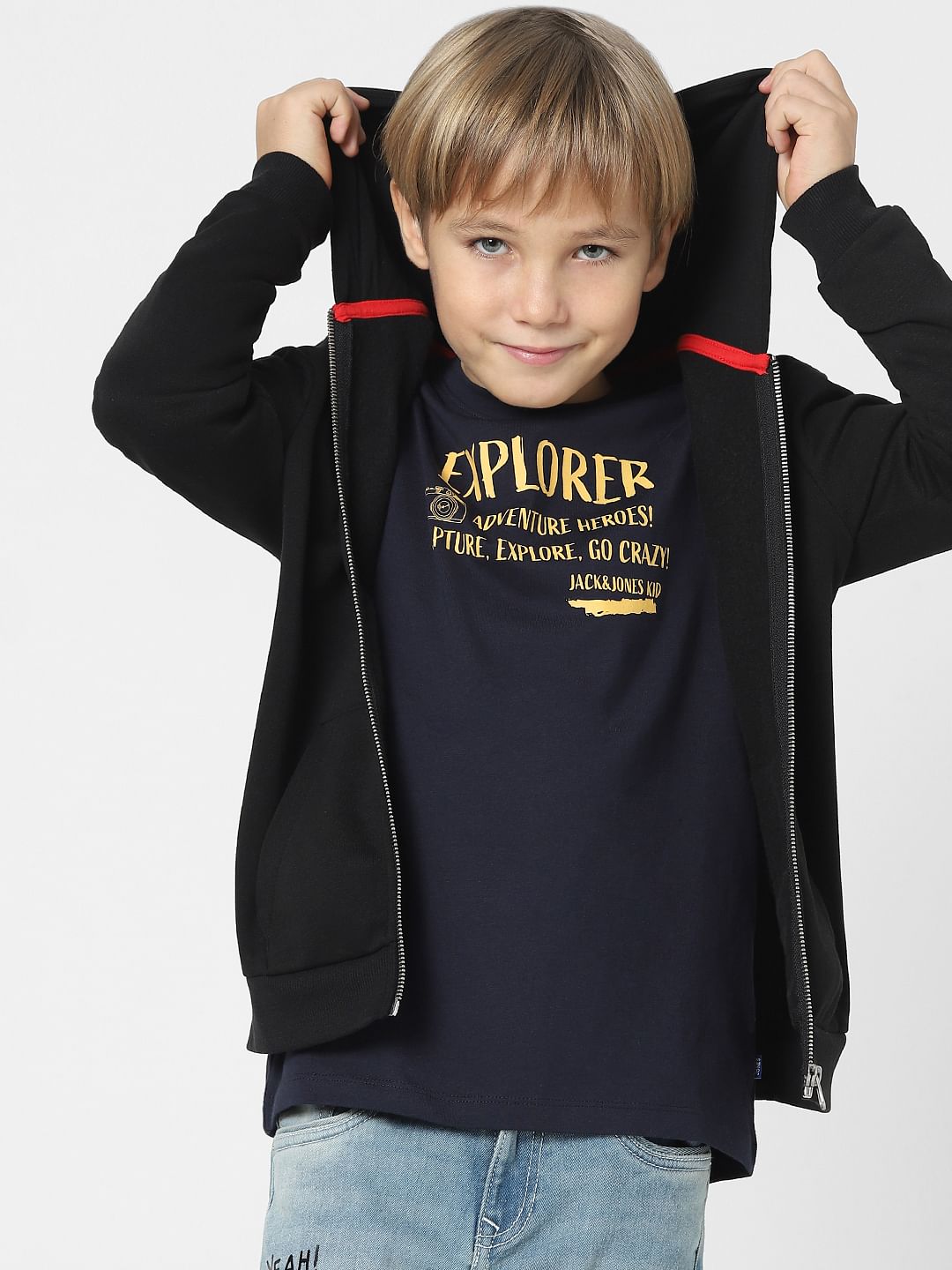 Boys Navy Blue Text Print Crew Neck T-shirt - 4/5Y