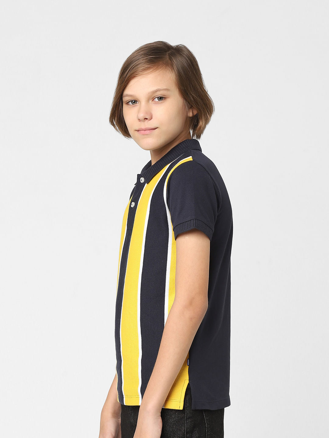 Boys Yellow Colourblocked Polo T-shirt