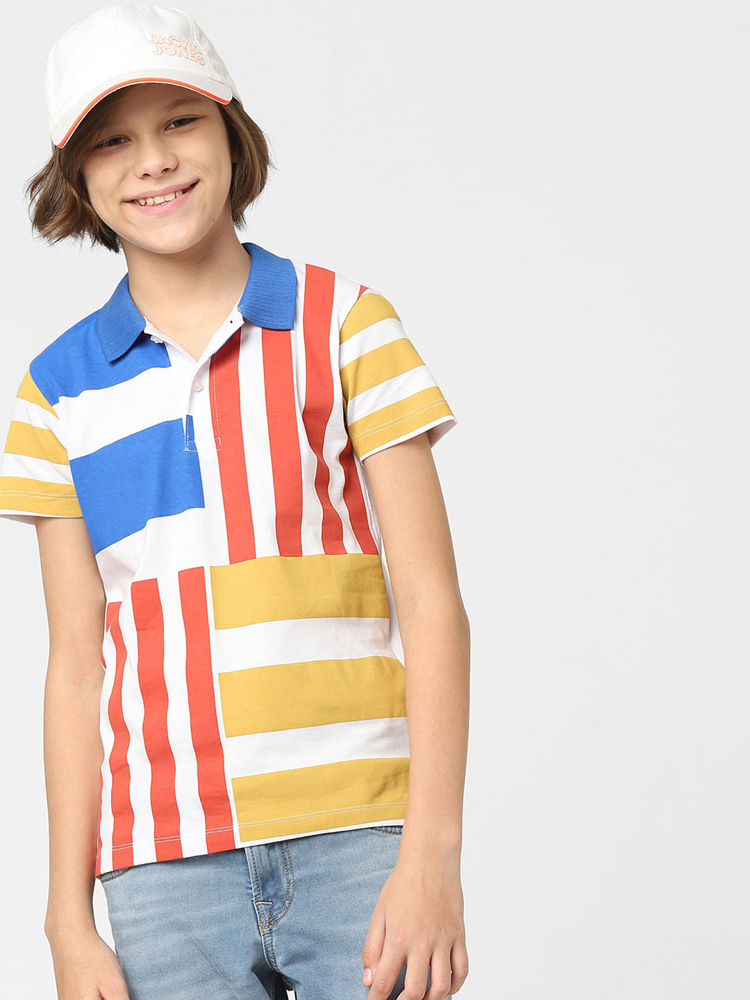Boys Striped Polo Neck T-shirt - 4/5Y