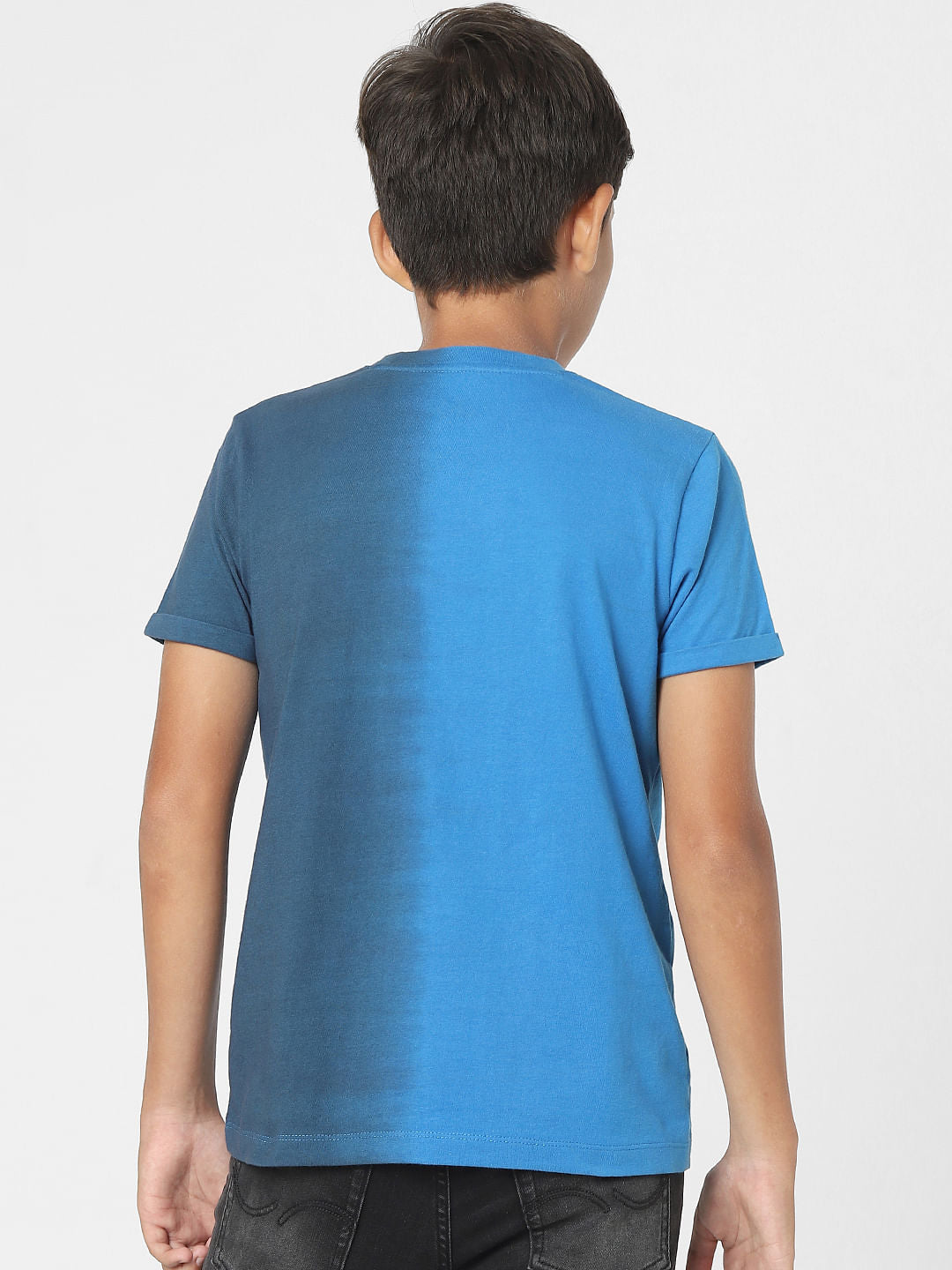 Blue Colourblocked Crew Neck T-shirt