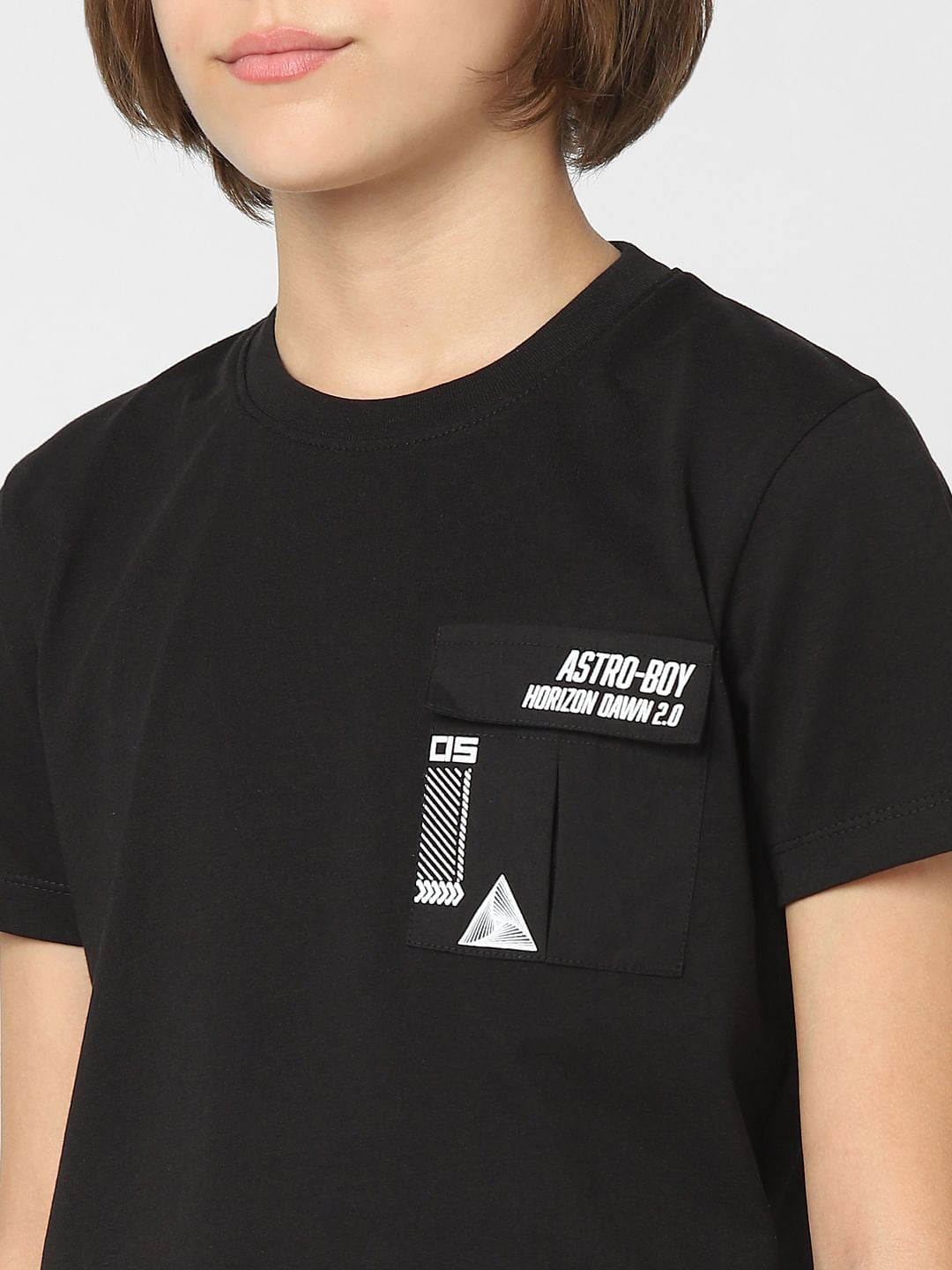 Boys Black Crew Neck T-shirt