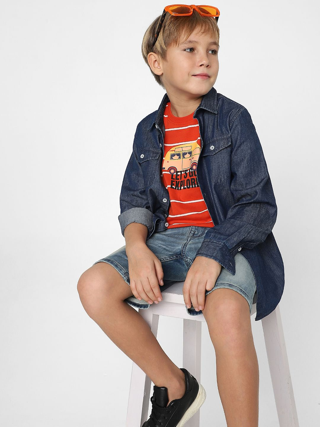 Boys Red Striped Crew Neck T-shirt - 4/5Y