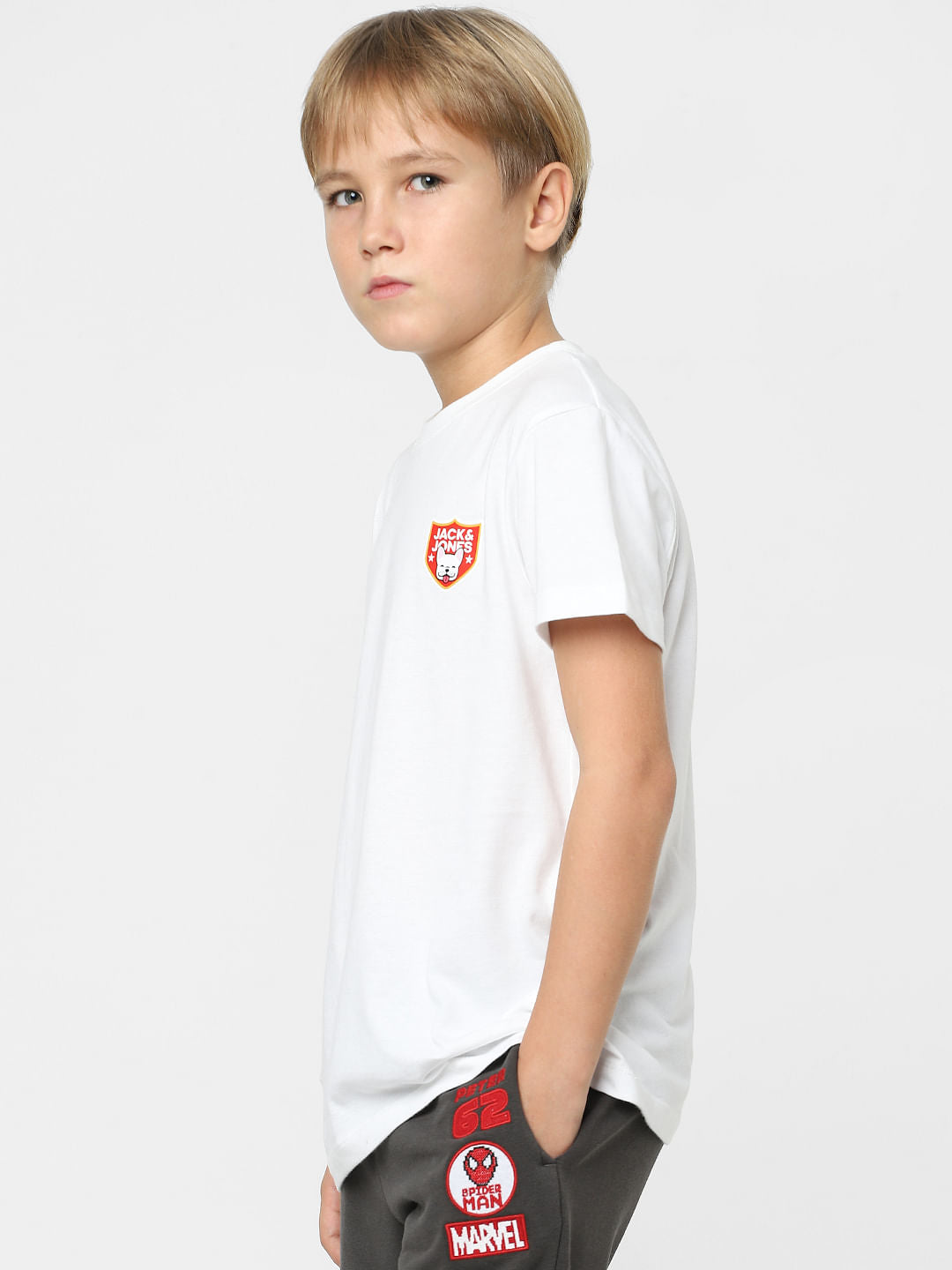 Boys White Crew Neck T-shirt