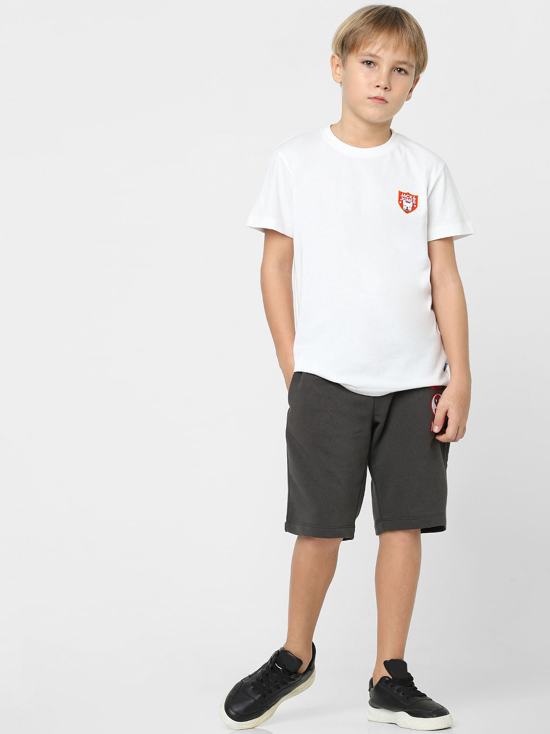 Boys White Crew Neck T-shirt