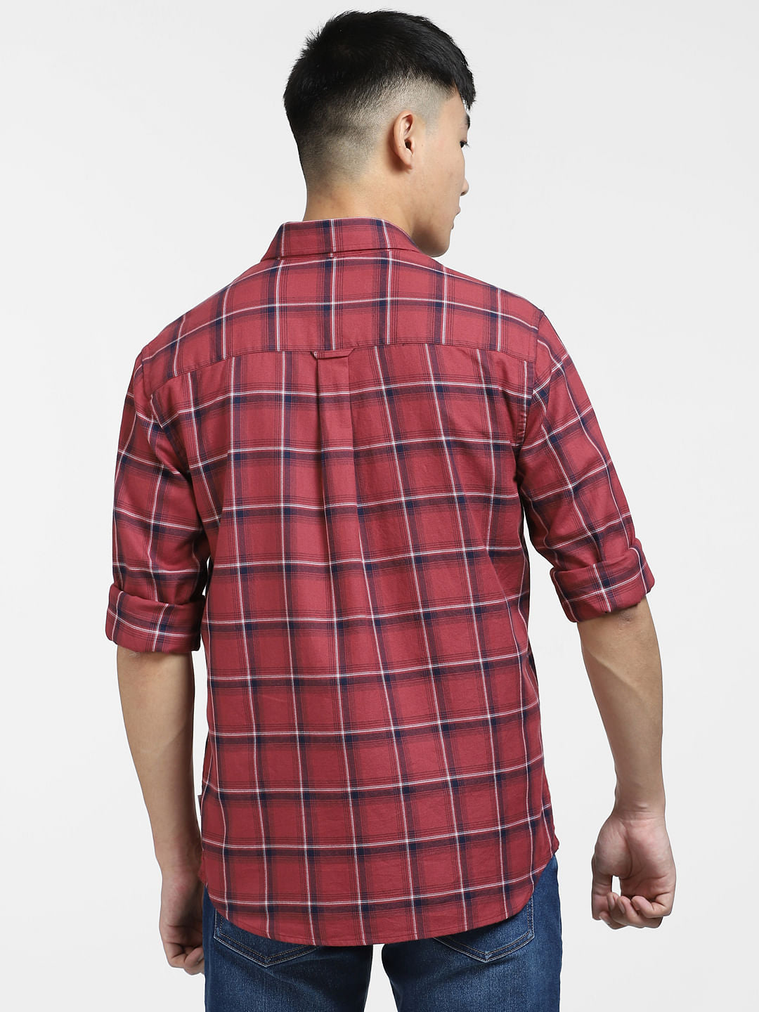 Red Check Print Full Sleeves Shirt