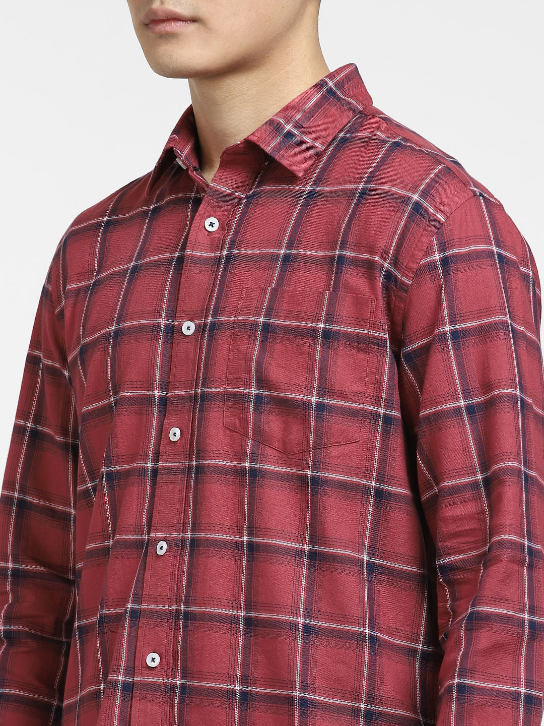 Red Check Print Full Sleeves Shirt