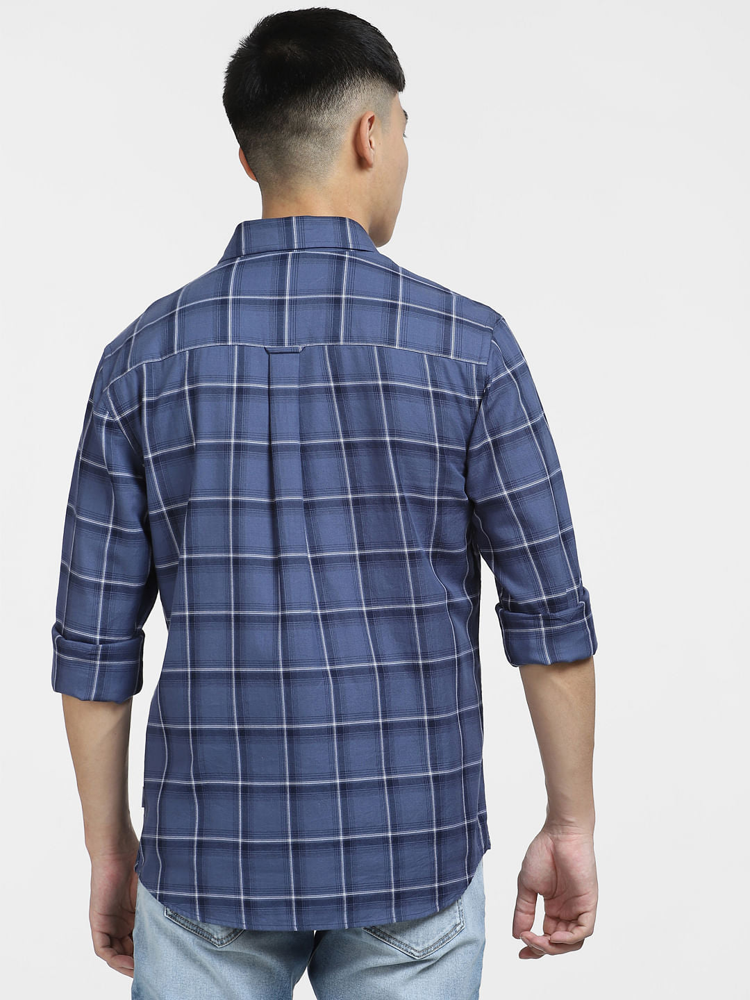 Blue Check Print Full Sleeves Shirt