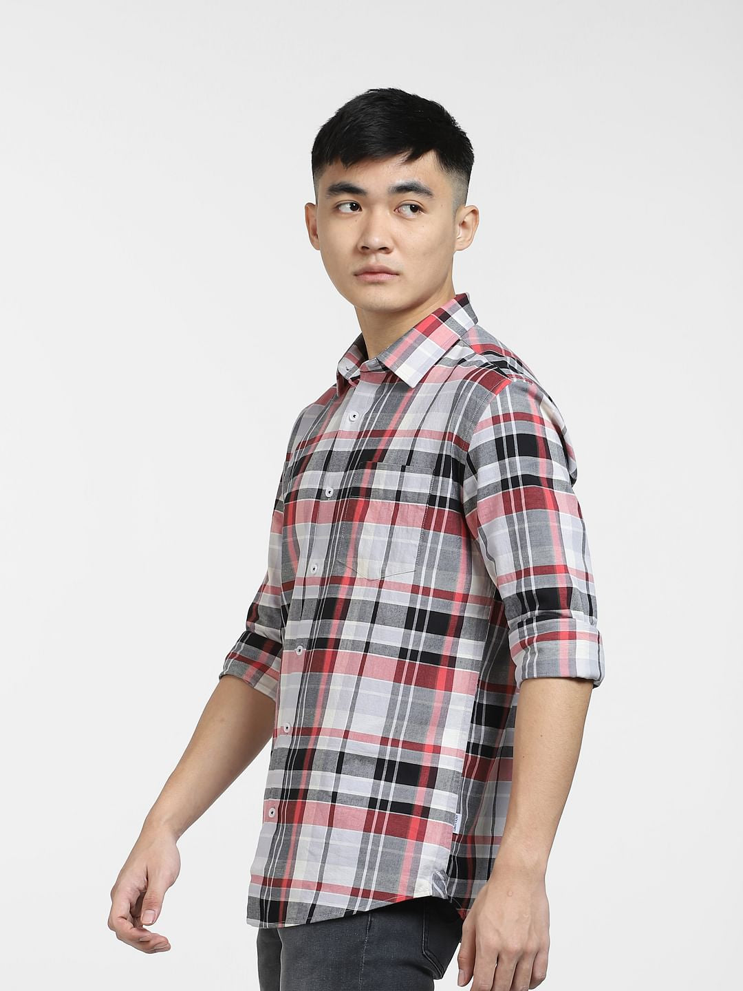 Grey Check Print Full Sleeves Shirt
