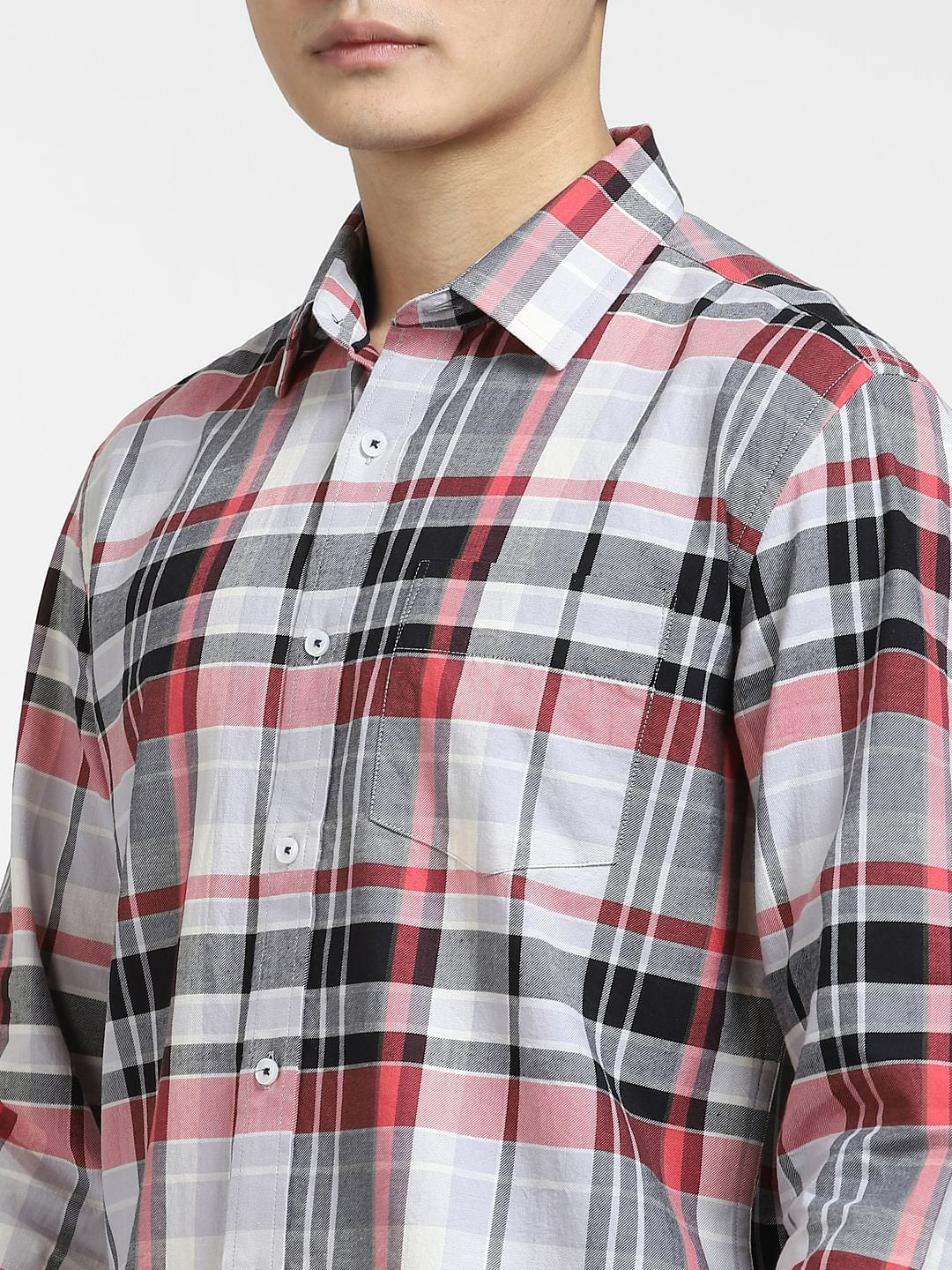 Grey Check Print Full Sleeves Shirt