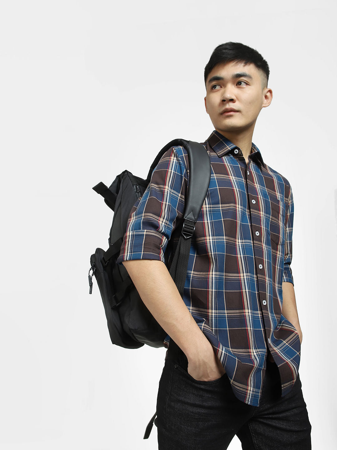 Blue Check Print Full Sleeves Shirt