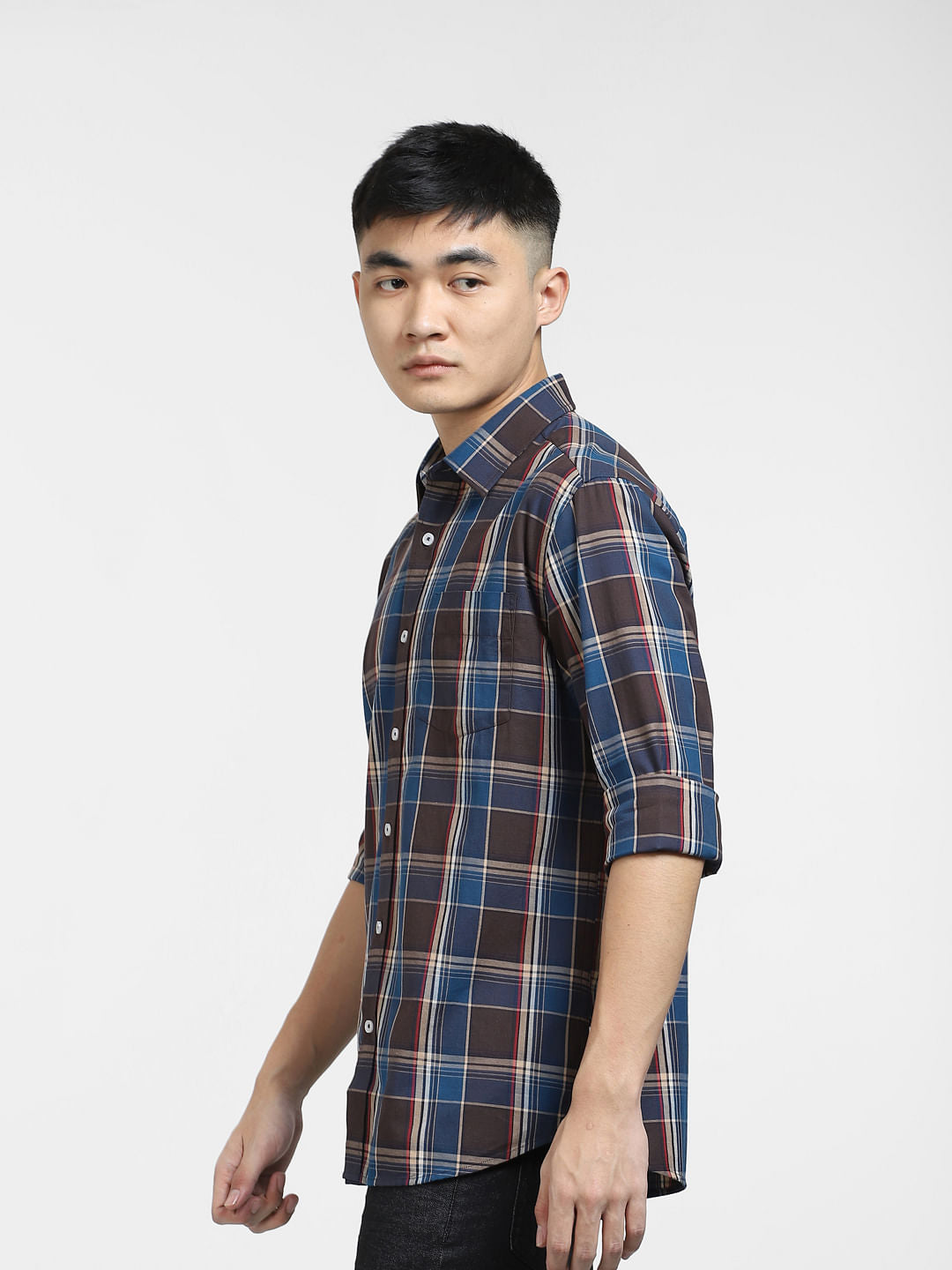 Blue Check Print Full Sleeves Shirt
