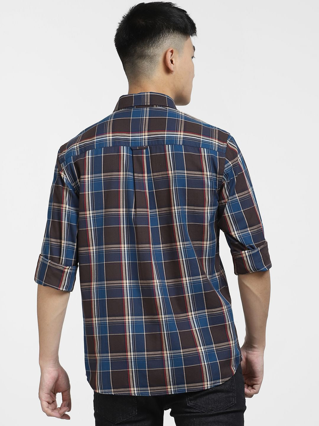 Blue Check Print Full Sleeves Shirt