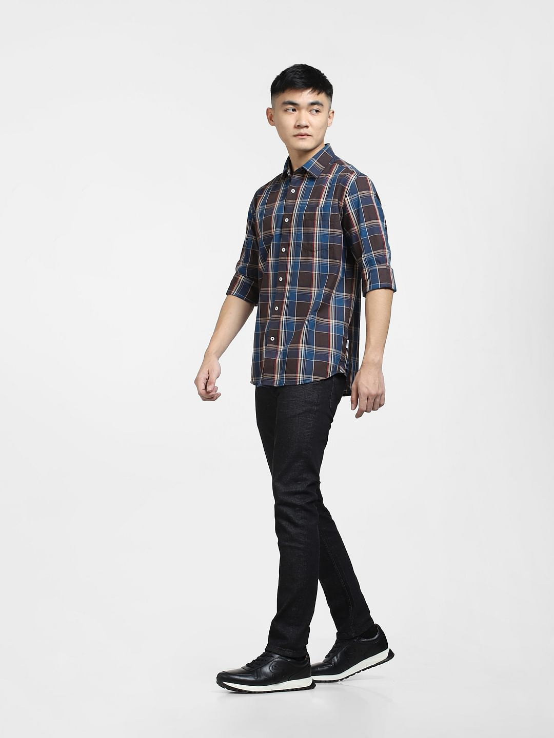 Blue Check Print Full Sleeves Shirt