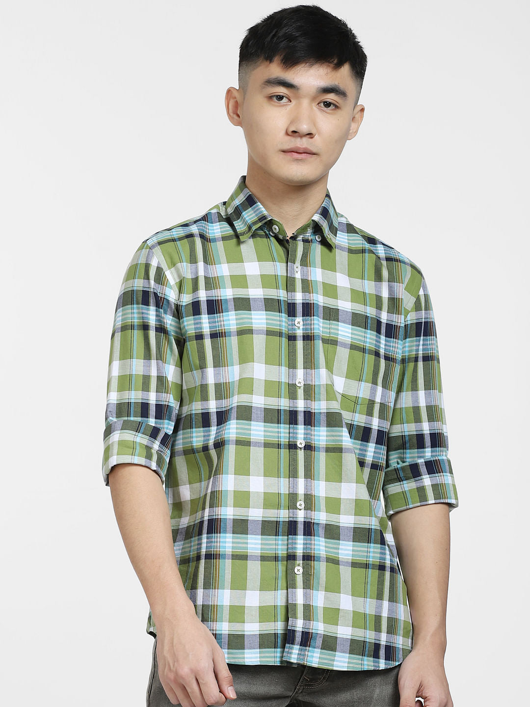 Green Check Full Sleeves Shirt