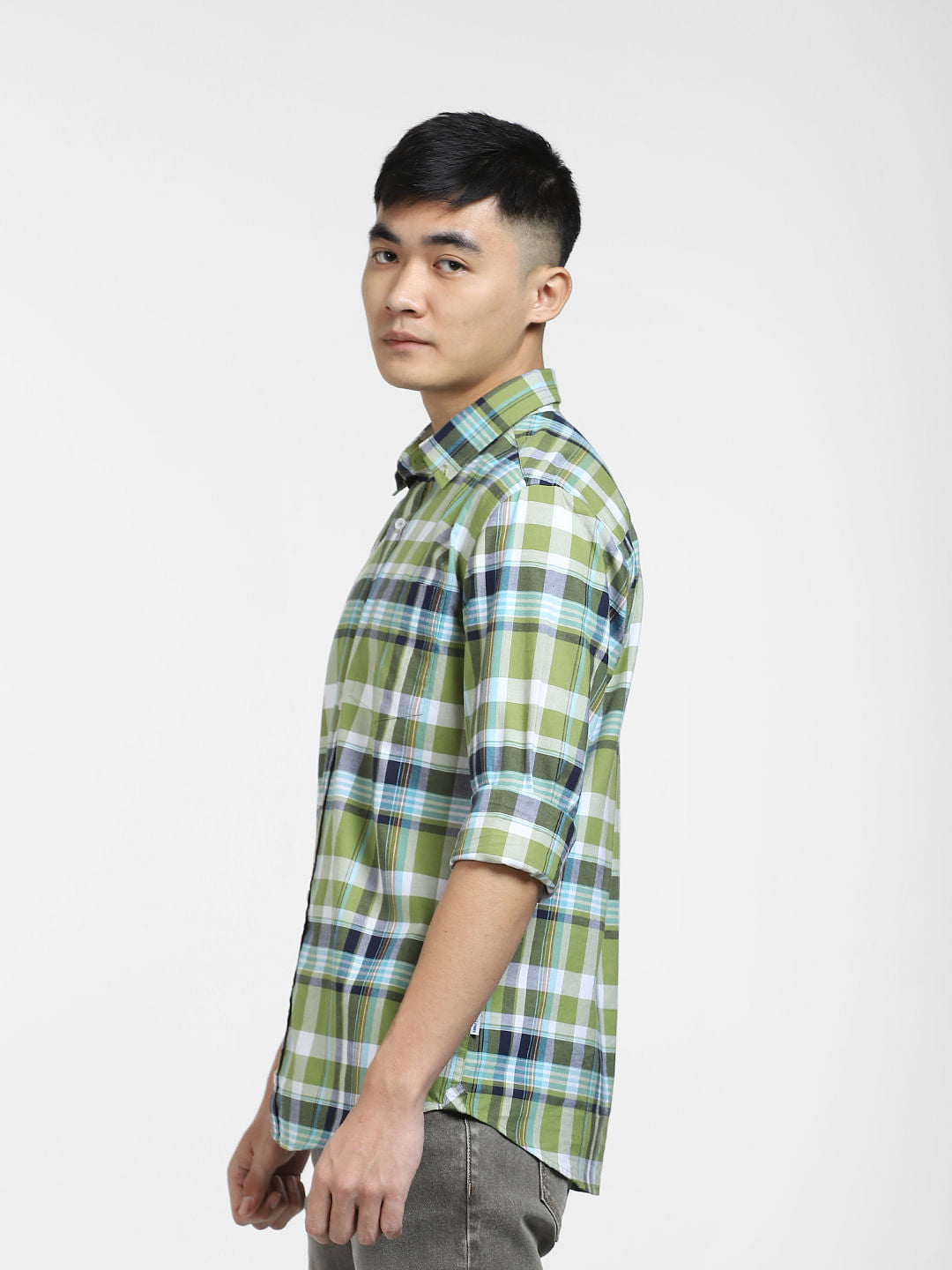 Green Check Full Sleeves Shirt