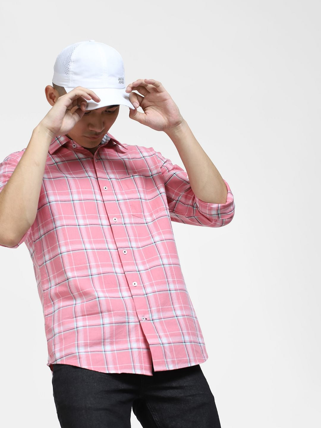 Light Pink Check Full Sleeves Shirt