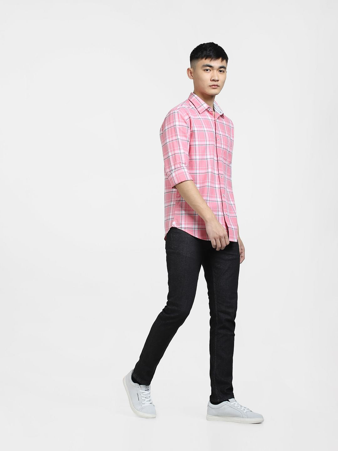Light Pink Check Full Sleeves Shirt