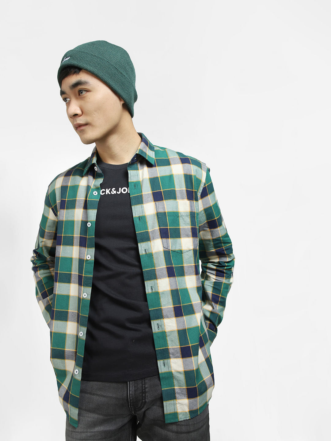 Green Check Print Full Sleeves Shirt