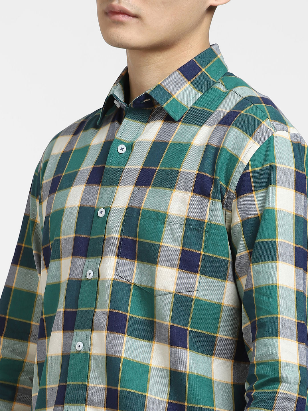 Green Check Print Full Sleeves Shirt