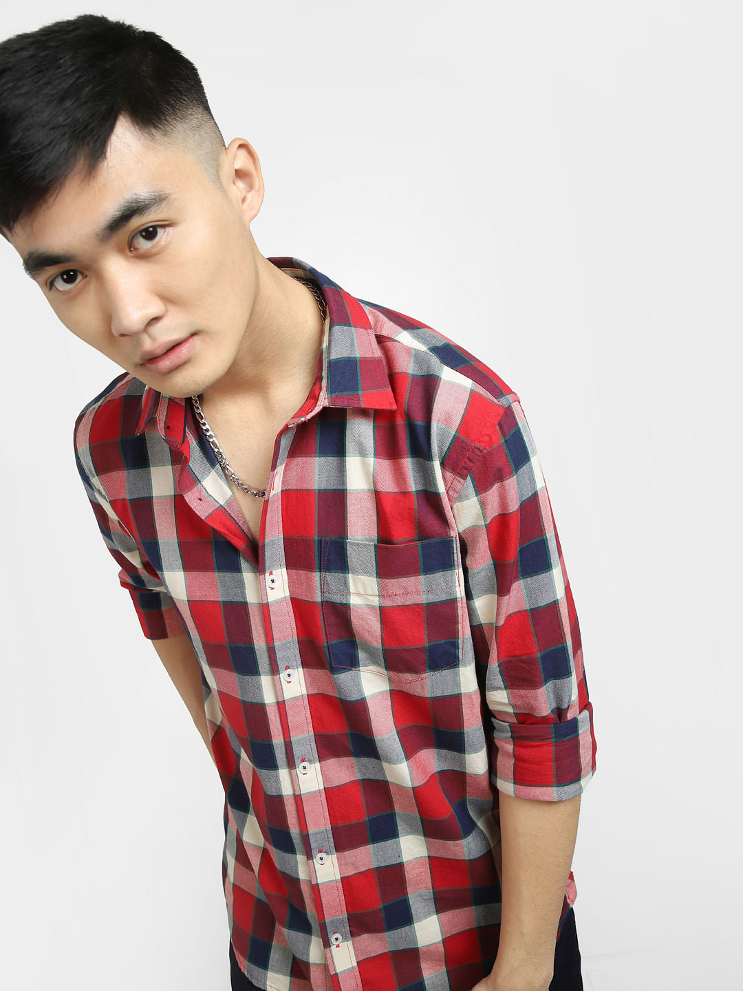 Red Check Print Full Sleeves Shirt