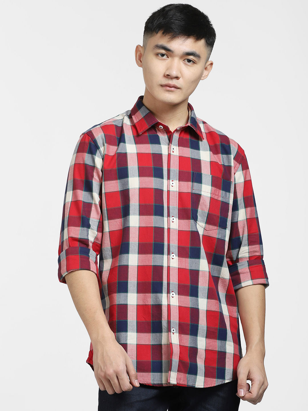 Red Check Print Full Sleeves Shirt