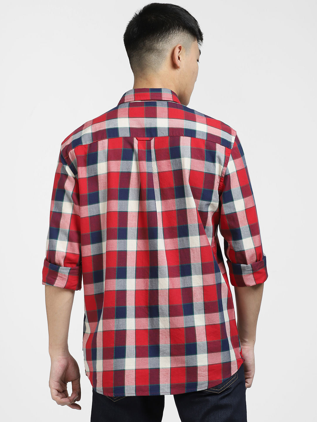 Red Check Print Full Sleeves Shirt