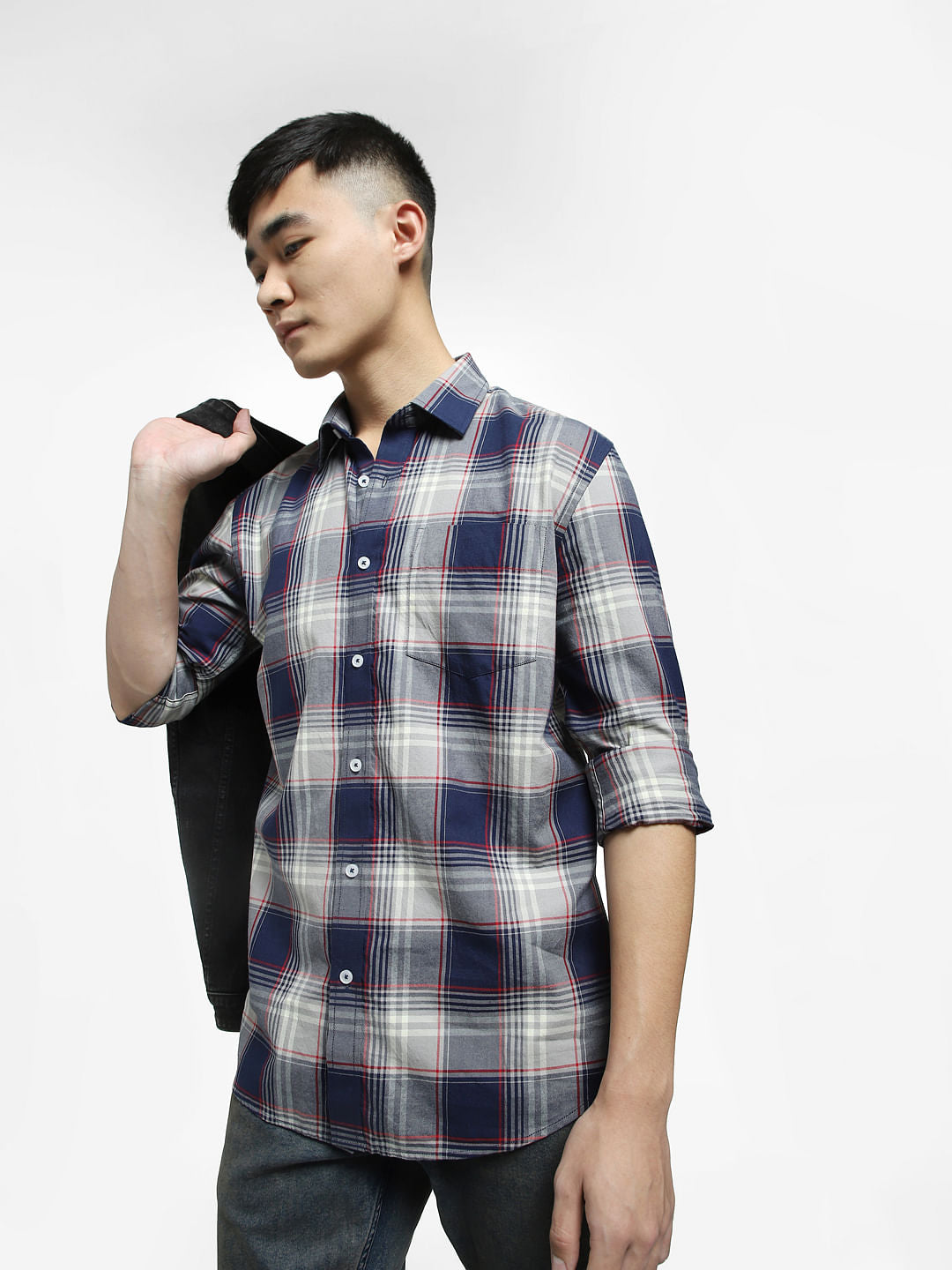 Blue Check Full Sleeves Shirt - S