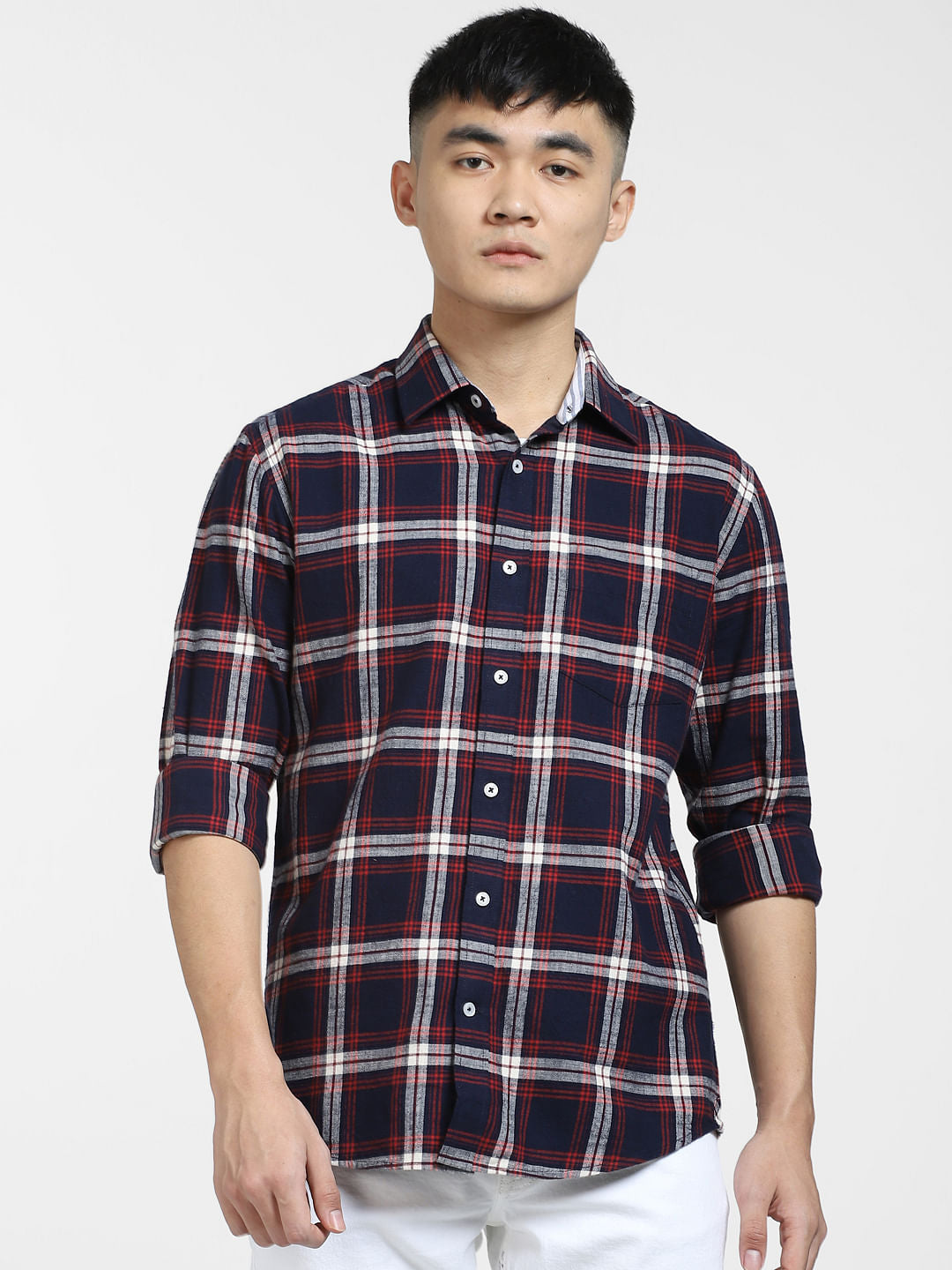 Dark Blue Check Full Sleeves Shirt