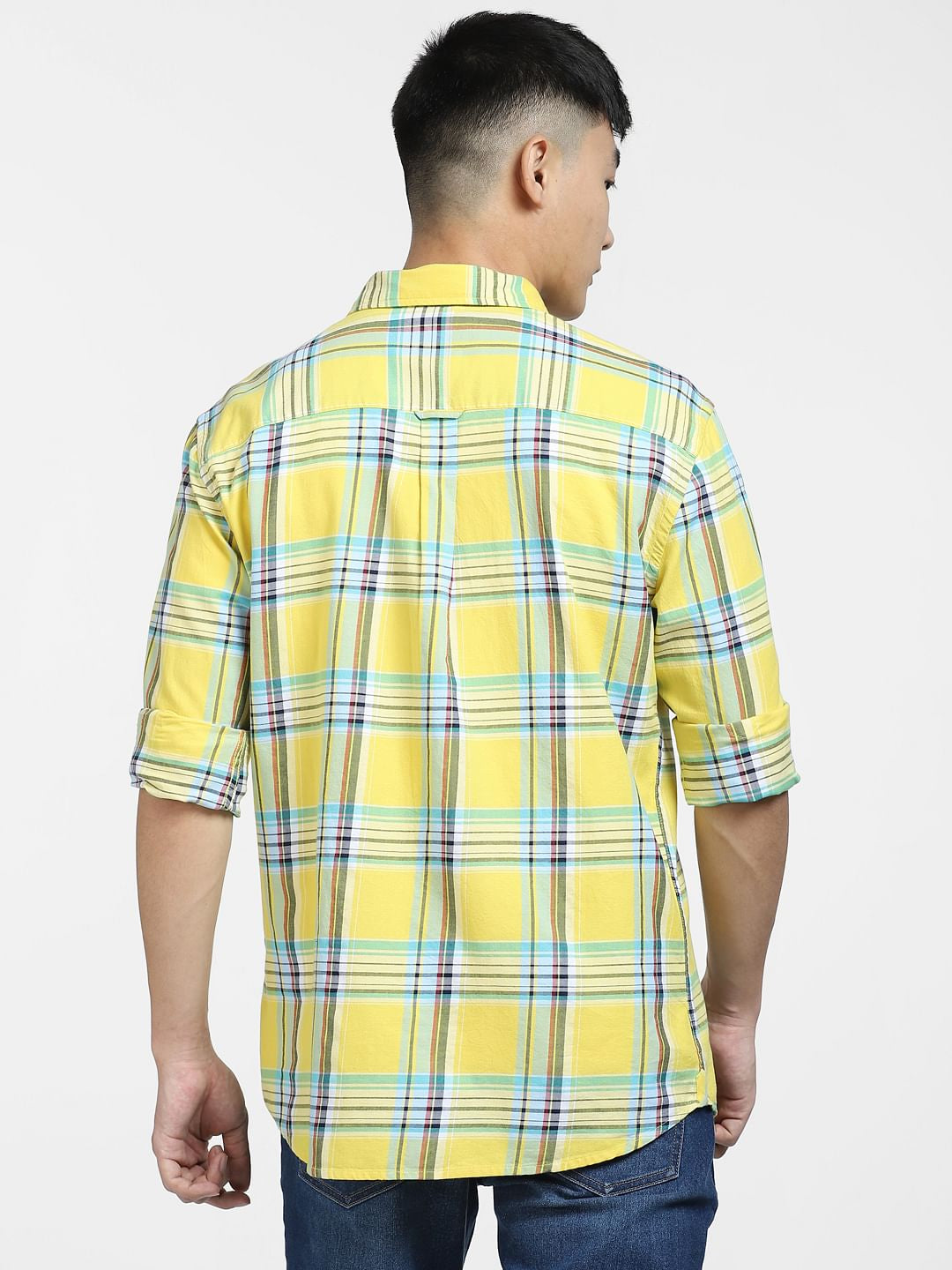Bright Yellow Check Full Sleeves Shirt
