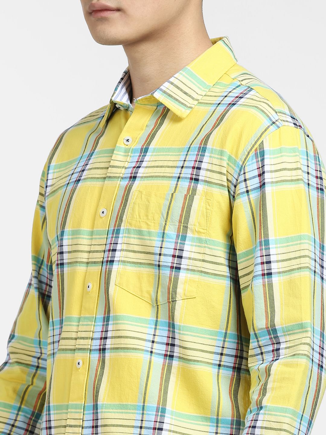 Bright Yellow Check Full Sleeves Shirt