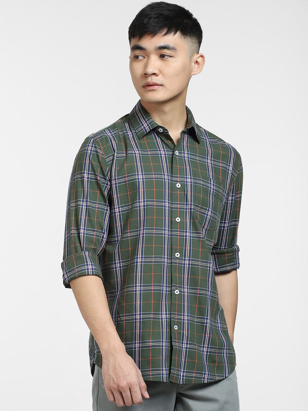 Green Check Full Sleeves Shirt
