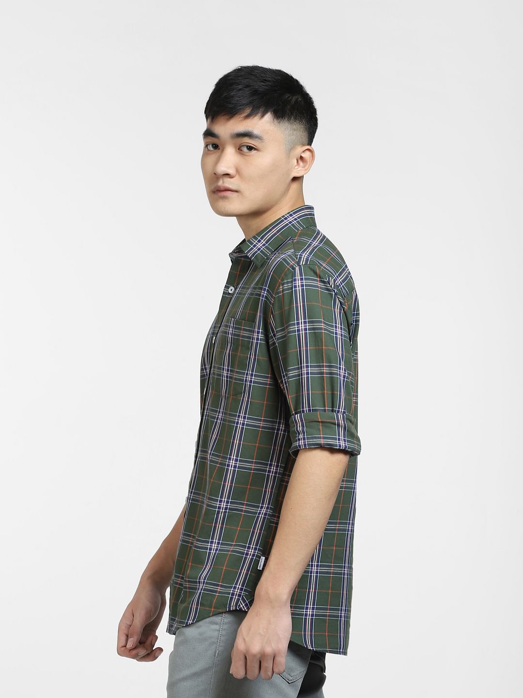 Green Check Full Sleeves Shirt