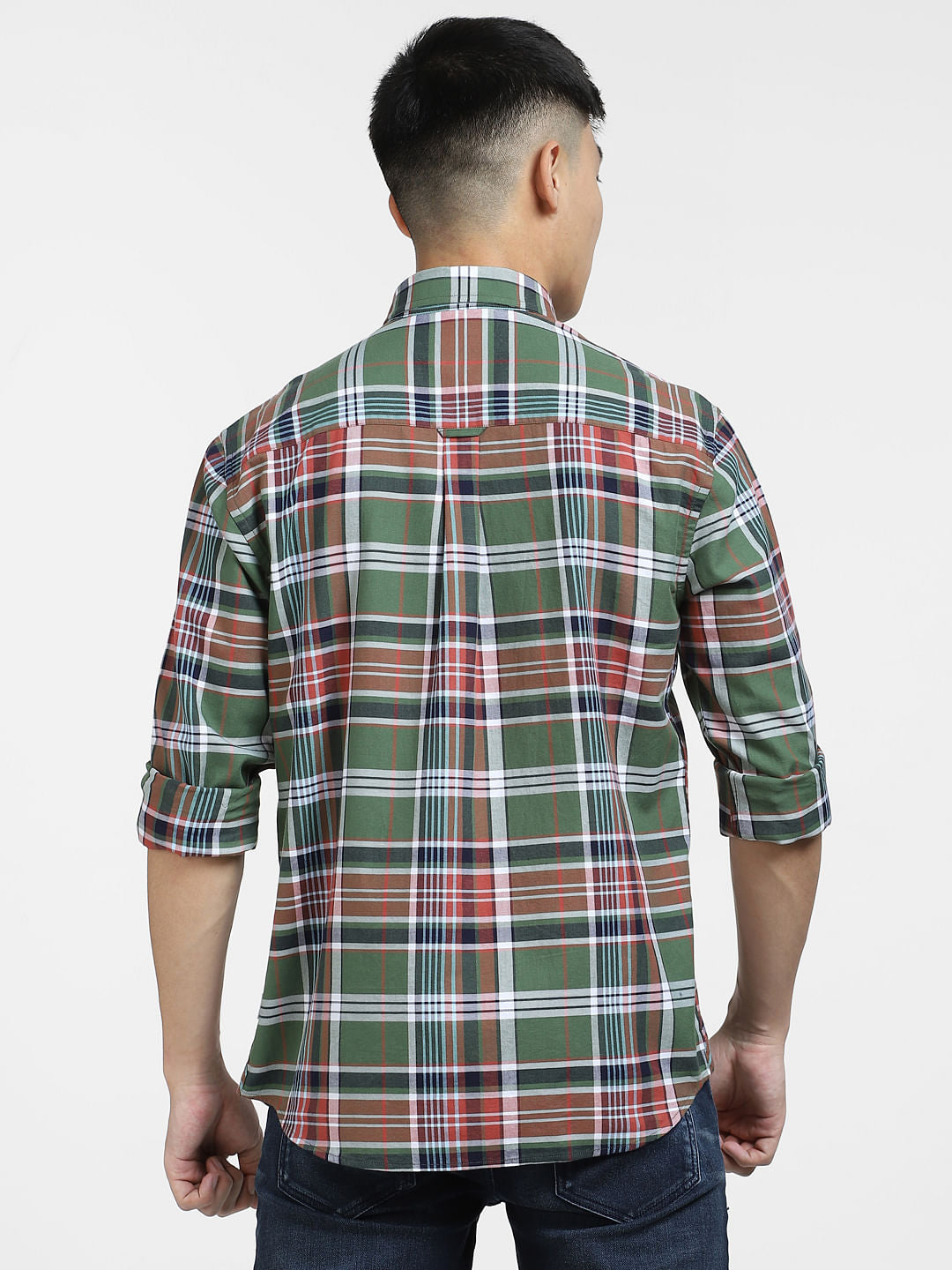 Green Check Print Full Sleeves Shirt
