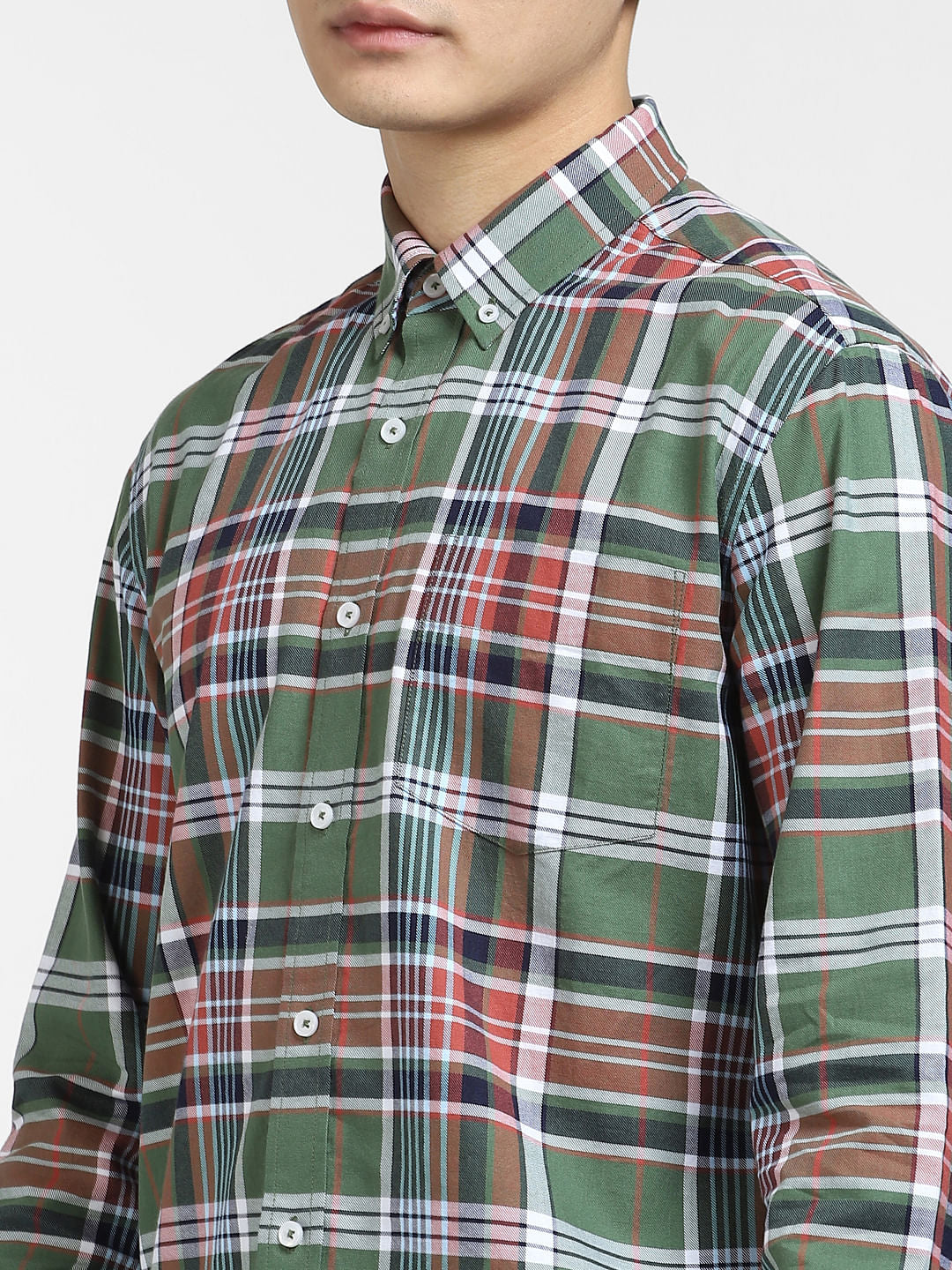 Green Check Print Full Sleeves Shirt
